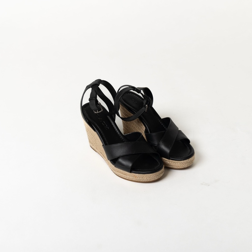 Coach Black Wedge Sandals